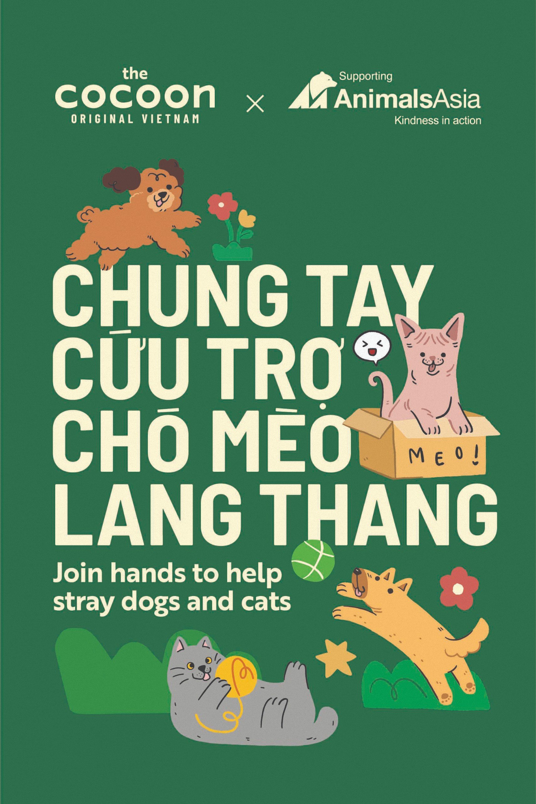 Cocoon x AAF: Chung tay cứu trợ chó mèo lang thang cùng Tổ chức Động vật Châu Á